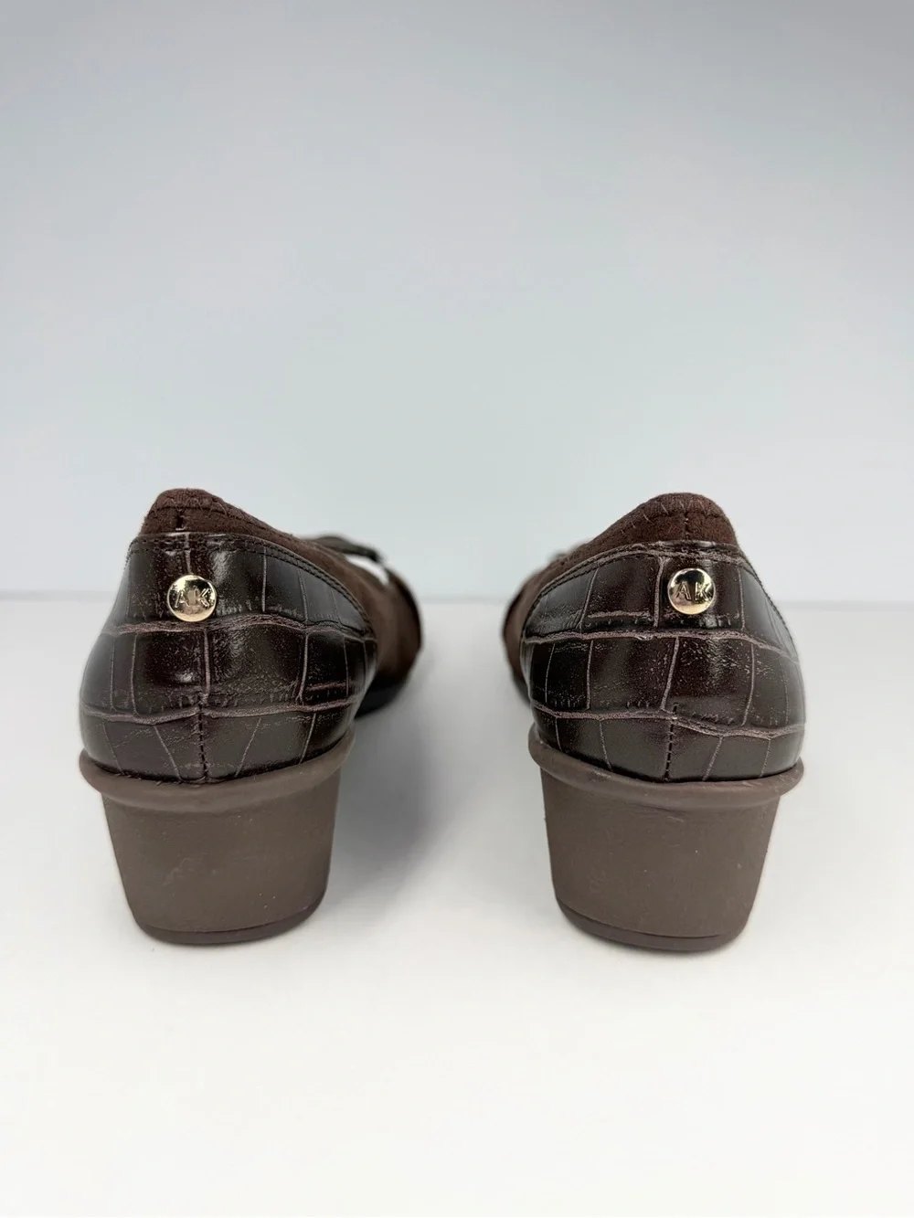 Anne Klein Women's Wyatt Buckle Wedge Pumps Brown Size 8.5M